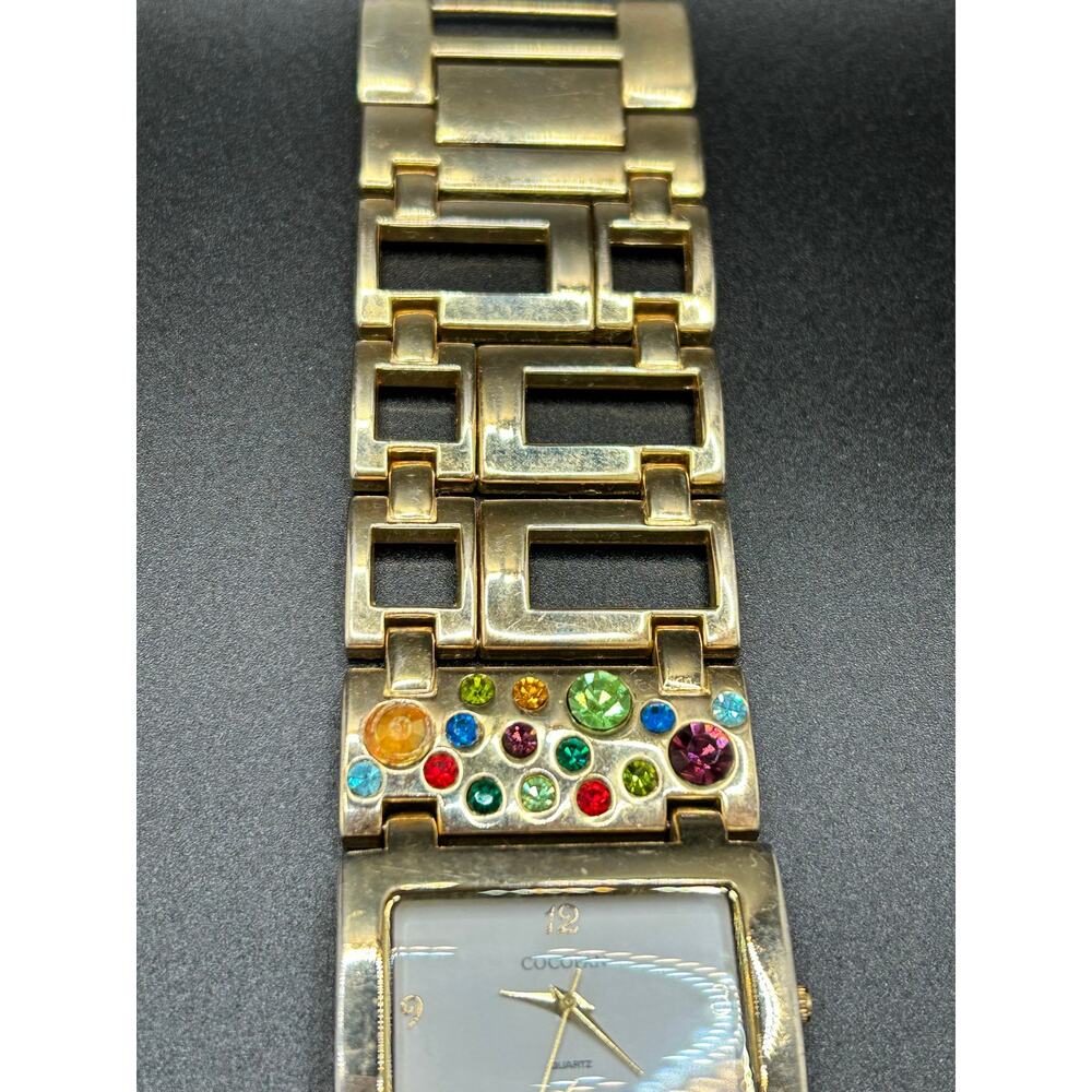 Suzanne Somers Gold Tone Crystal Bracelet Watch Multi-Color Rhinestone Dial - Picture 8 of 13